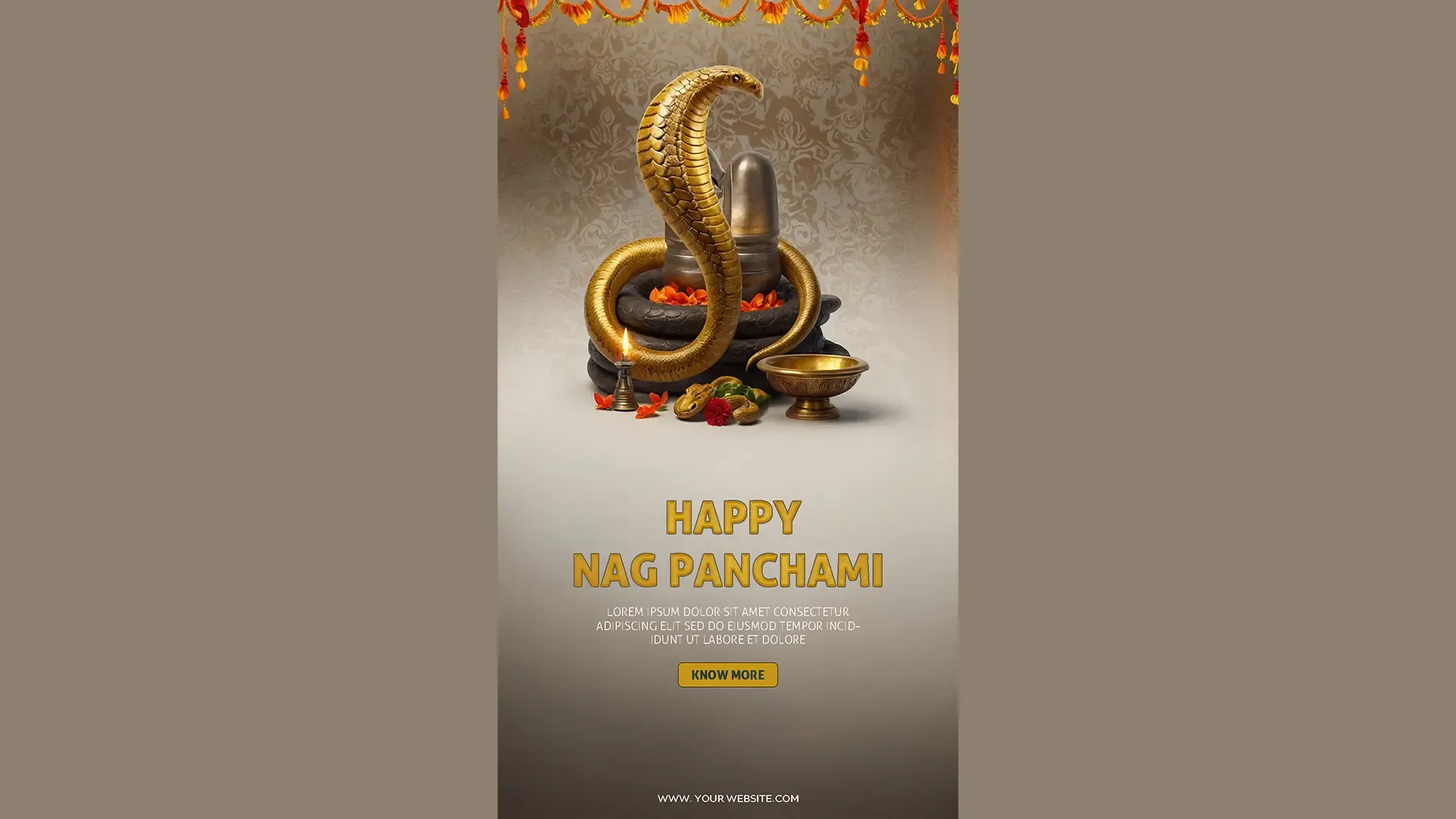 Golden Serpent Wishes Instagram Story Card for Happy Nag Panchami